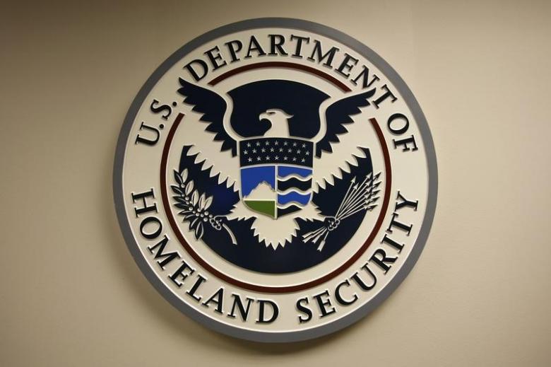 FILE PHOTO: U.S. Department of Homeland Security emblem is pictured at the National Cybersecurity & Communications Integration Center (NCCIC) located just outside Washington in Arlington, Virginia September 24, 2010. REUTERS/Hyungwon Kang